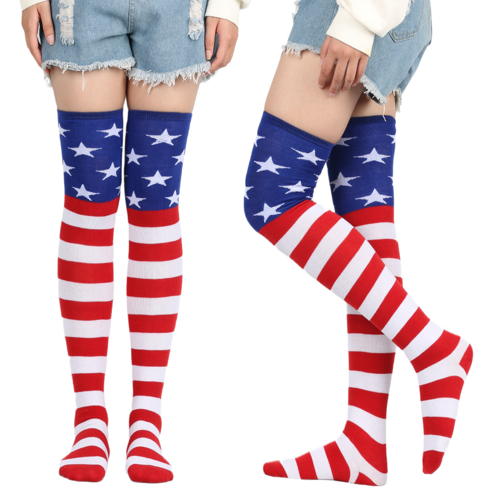 American Flag Over-the-Knee Socks, Stars and Stripes Pattern, Red White and Blue